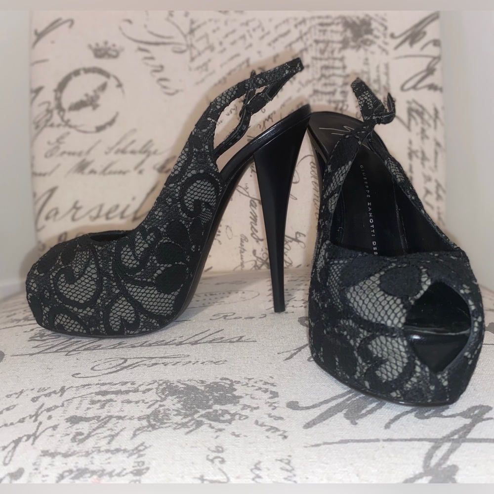 Sexy Monro Lace Giuseppe Zanotti Peep toe stiletto - Picture 4 of 16